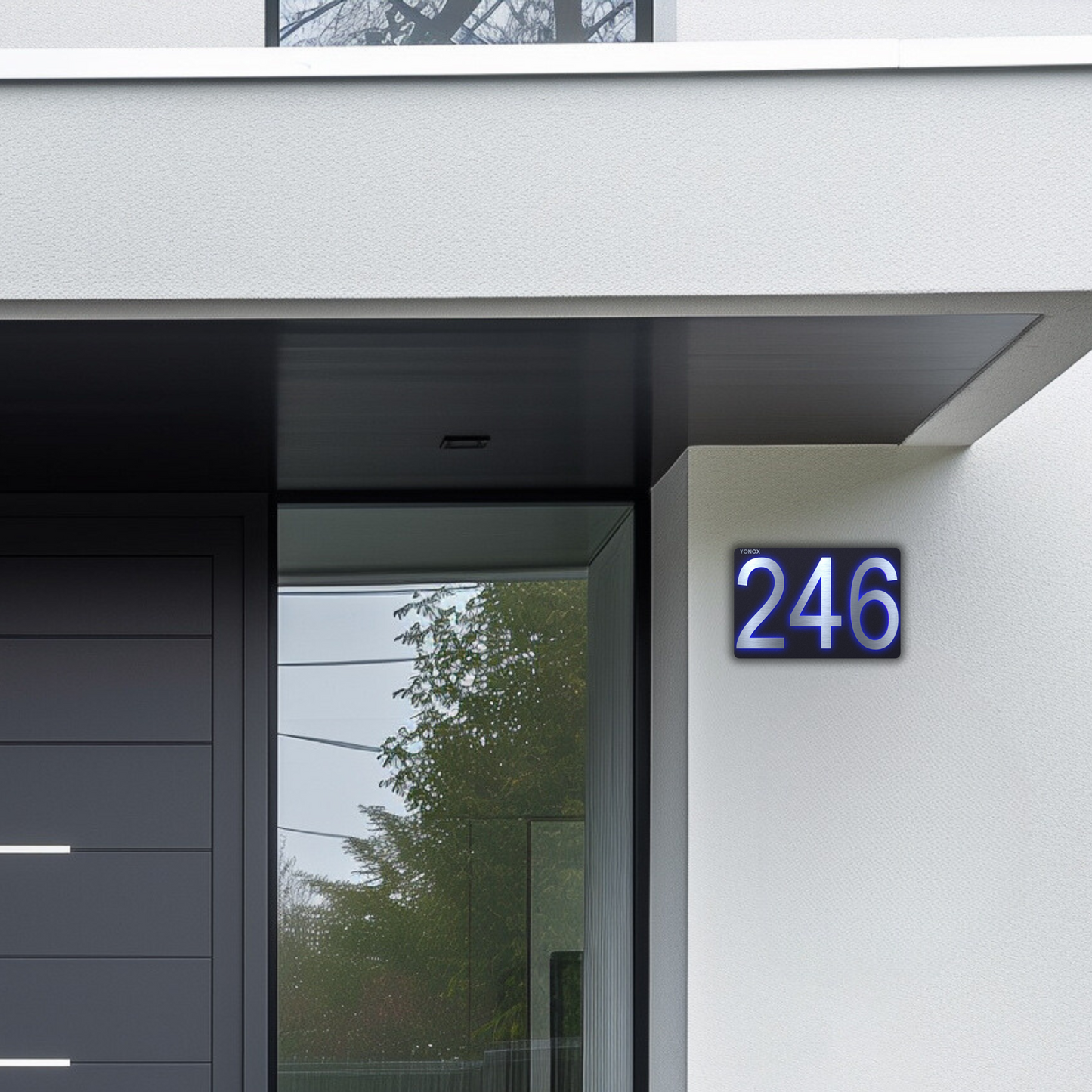 LED Hausnummer Edelstahl-Look - 20cm x 30cm - YONOX
