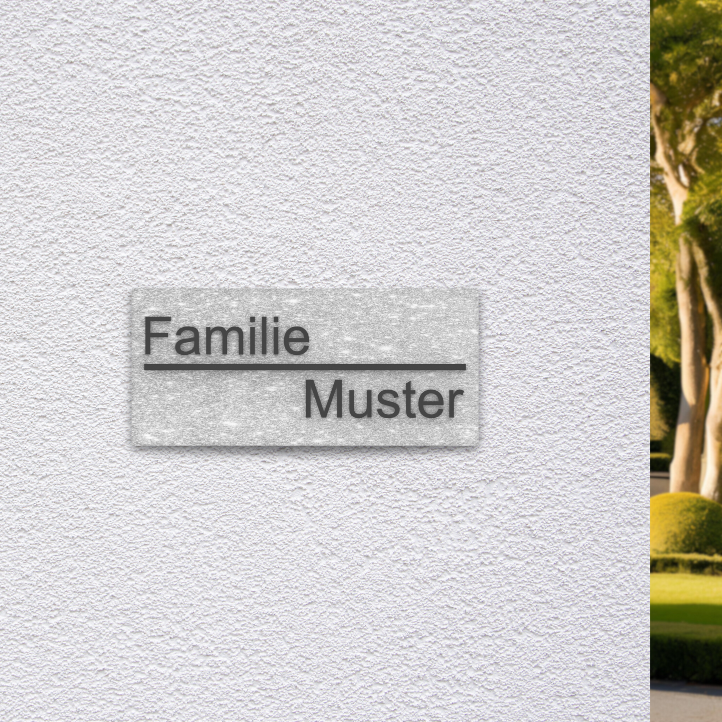 Namensschild selbstklebend an Hauswand