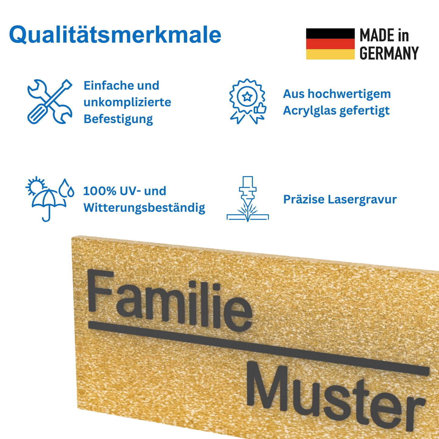 Namenschild Gold selbsstklebend - 11cm x 5cm
