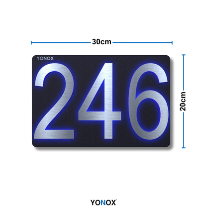 LED Hausnummer Edelstahl-Look - 20cm x 30cm - YONOX