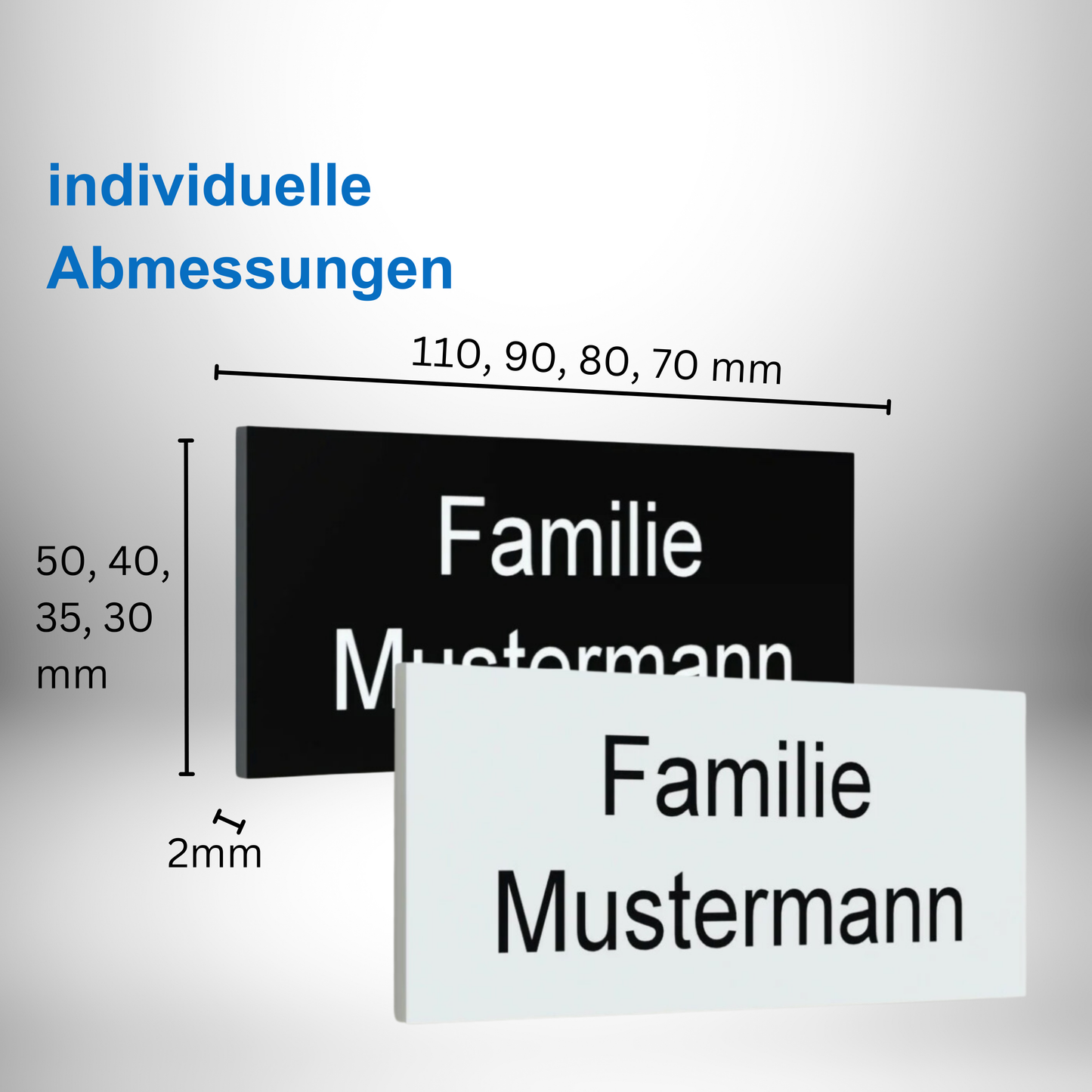 Namensschild selbstklebend -  individuelle Größe - YONOX