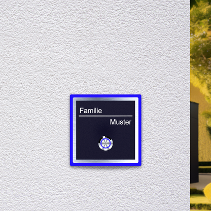 Edelstahl Türklingel in Anthrazit mit LED Beleuchtung an Hauswand
