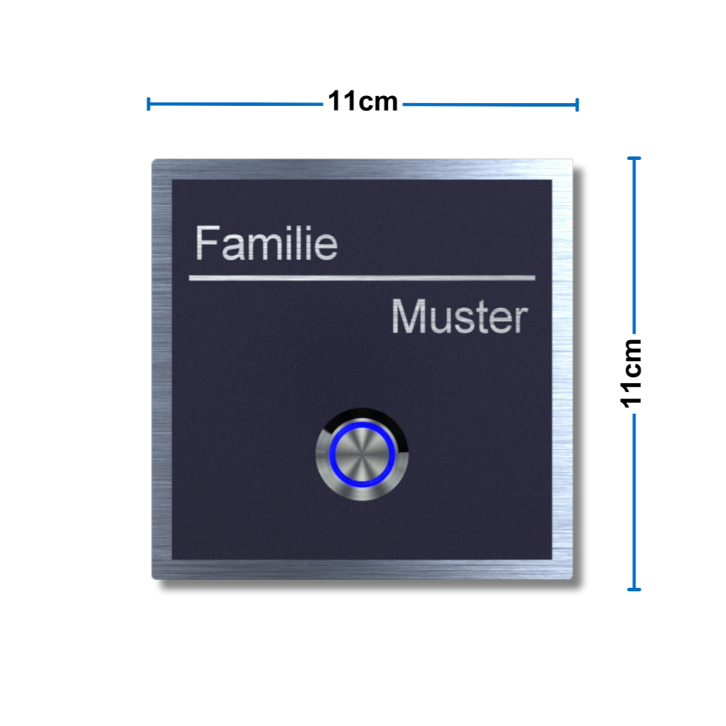Maße der Edelstahl Türklingel in Anthrazit mit LED Taster