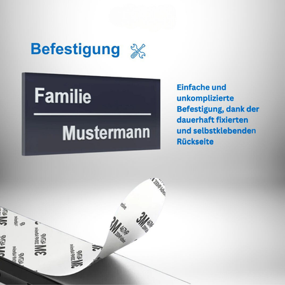 Acrylglas Namenschild Anthrazit - selbstklebend - 11cm x 5cm