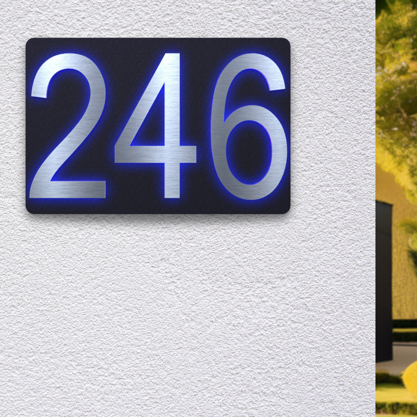 LED Hausnummer Edelstahl-Look - 20cm x 30cm - YONOX