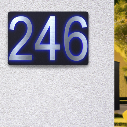 LED Hausnummer Edelstahl-Look - 20cm x 30cm - YONOX